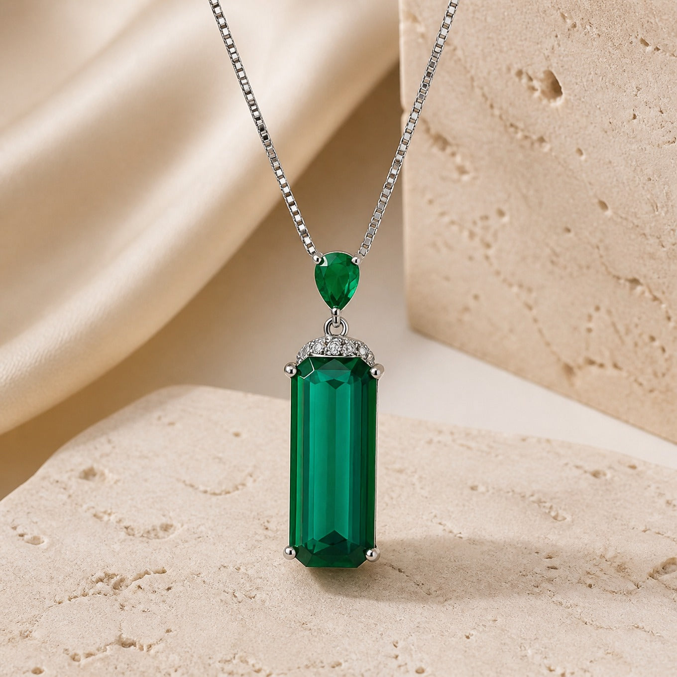 Emerald Crystal Pendant Necklace