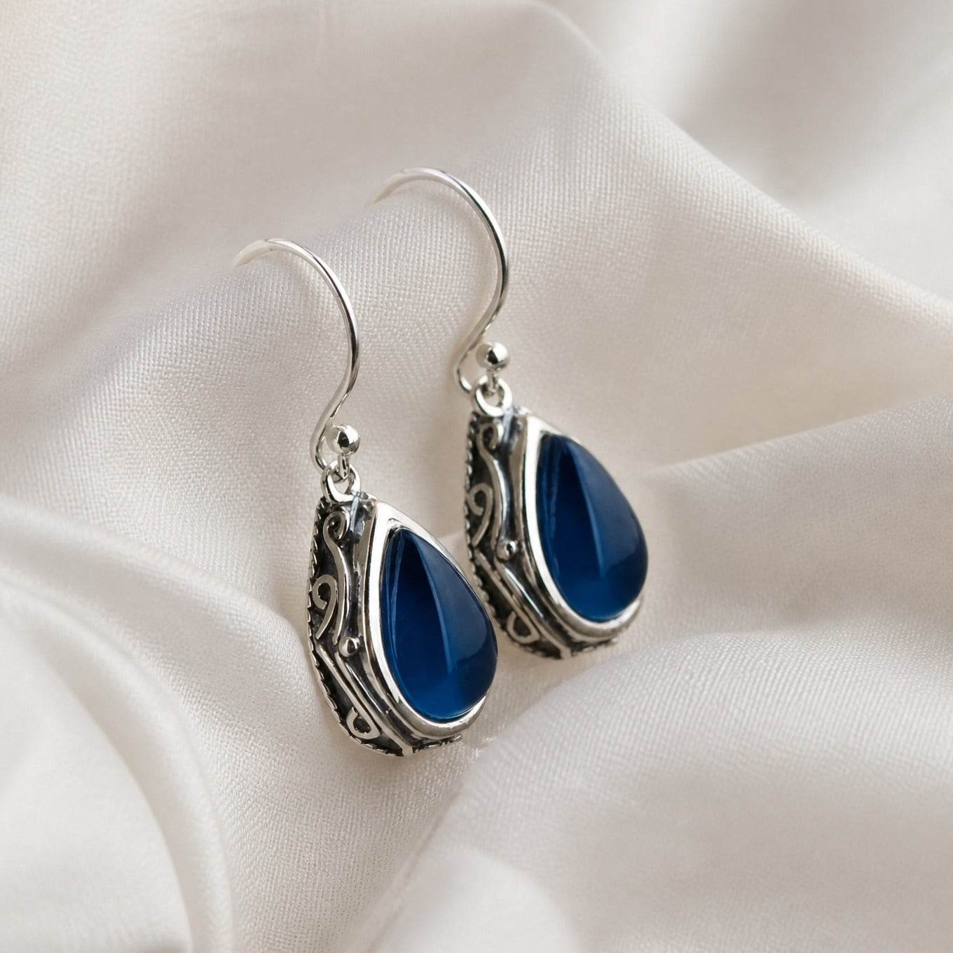Artistic Sapphire Drop Earrings