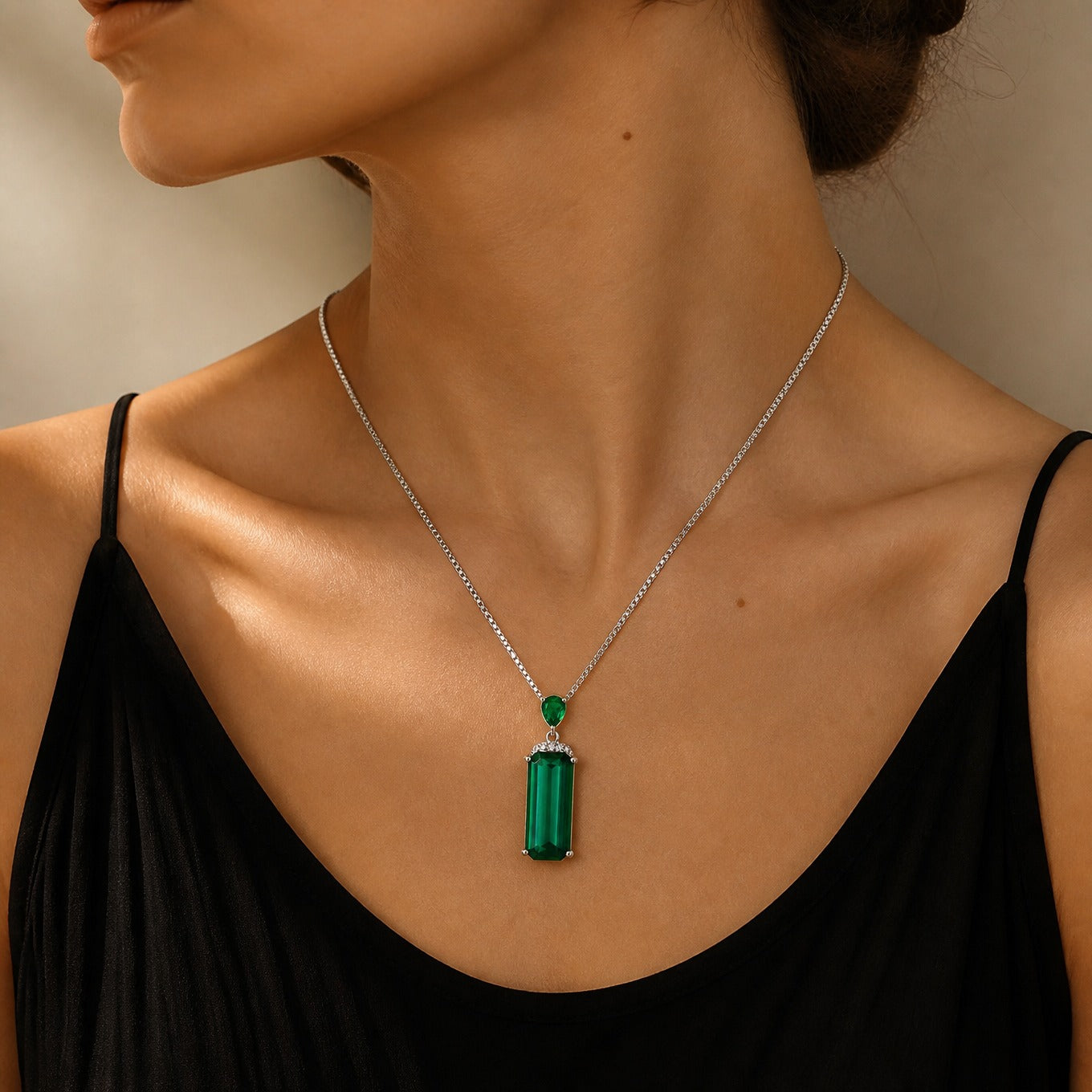 Emerald Crystal Pendant Necklace