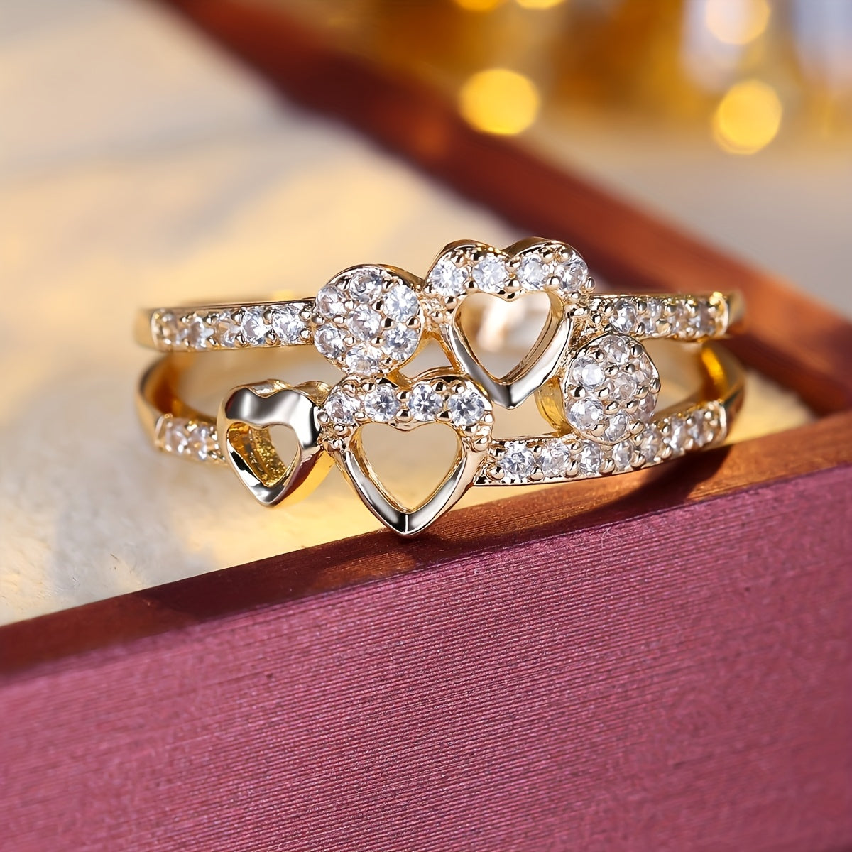 White Gold Heart Zirconia Ring