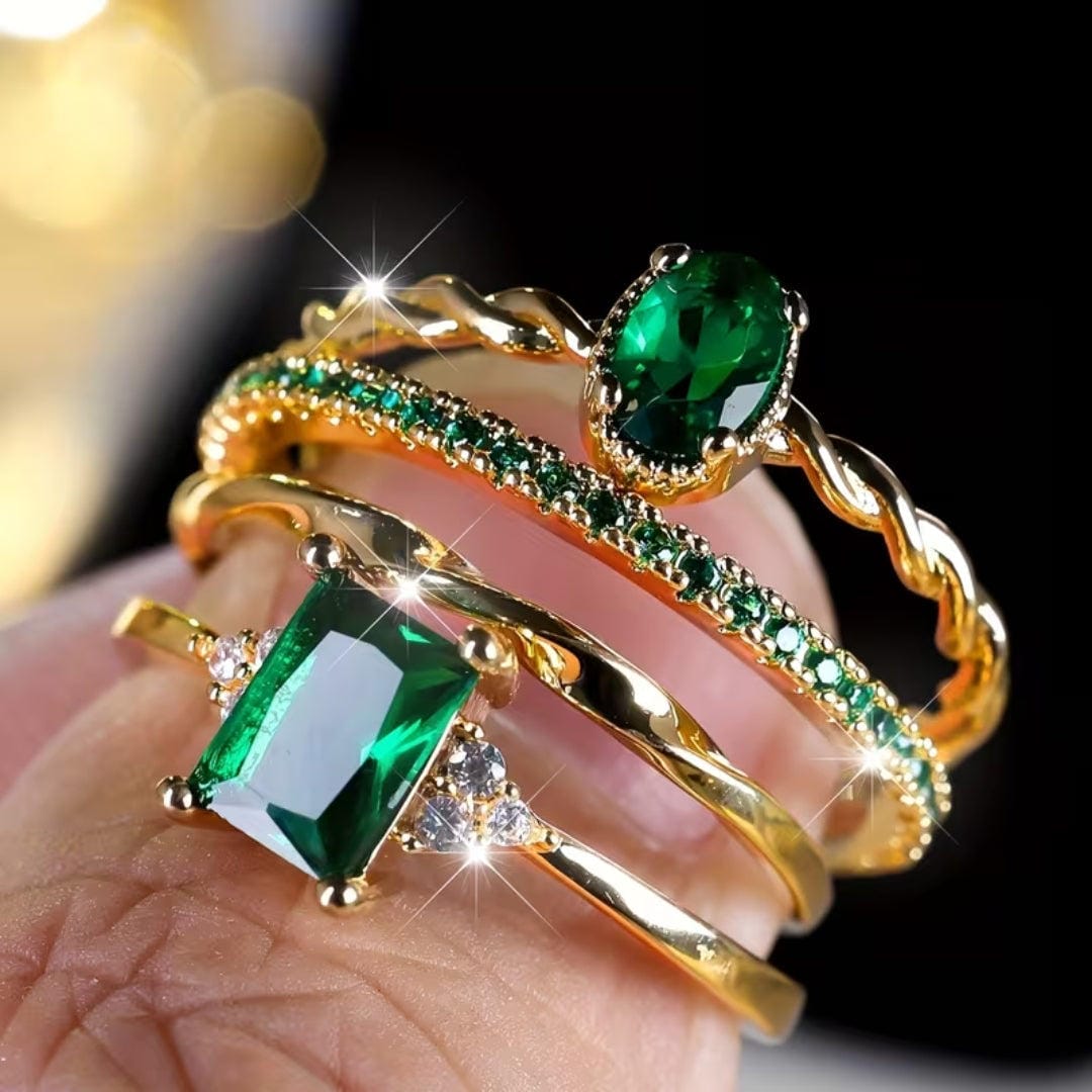 Emerald Stackable Trio Ring