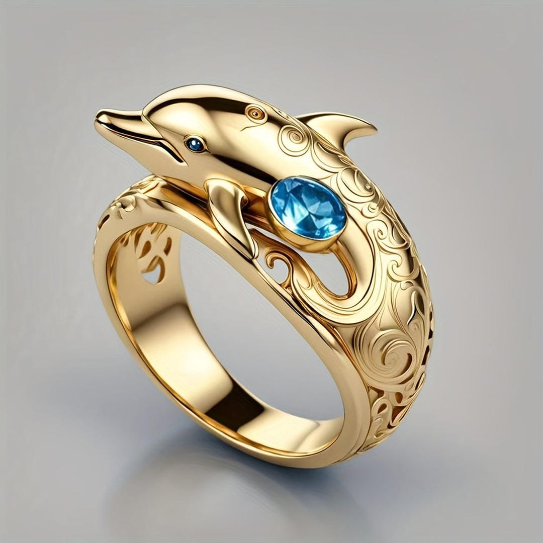Blue Zirconia Dolphin Ring