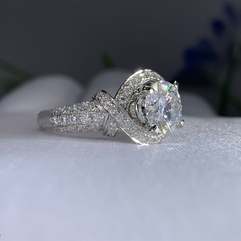 White Gold Moissanite Split Shank Ring