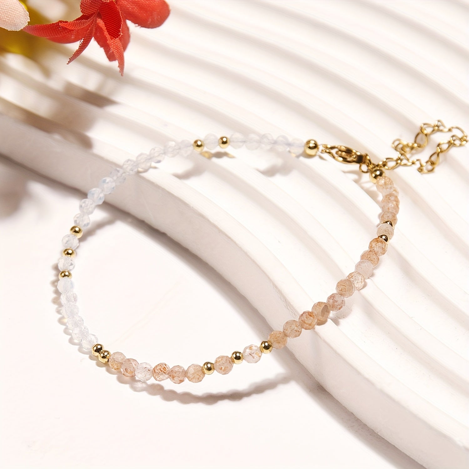 Natural Moonstone and Sunstone Bracelet
