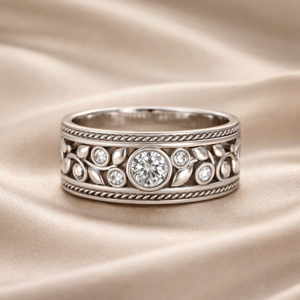 Exquisite White Gold Zirconia Ring