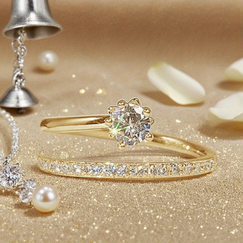 White Gold Inlaid Zirconia Glow Ring