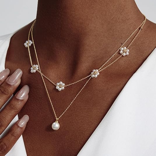 Pearl Flower Layered Necklace