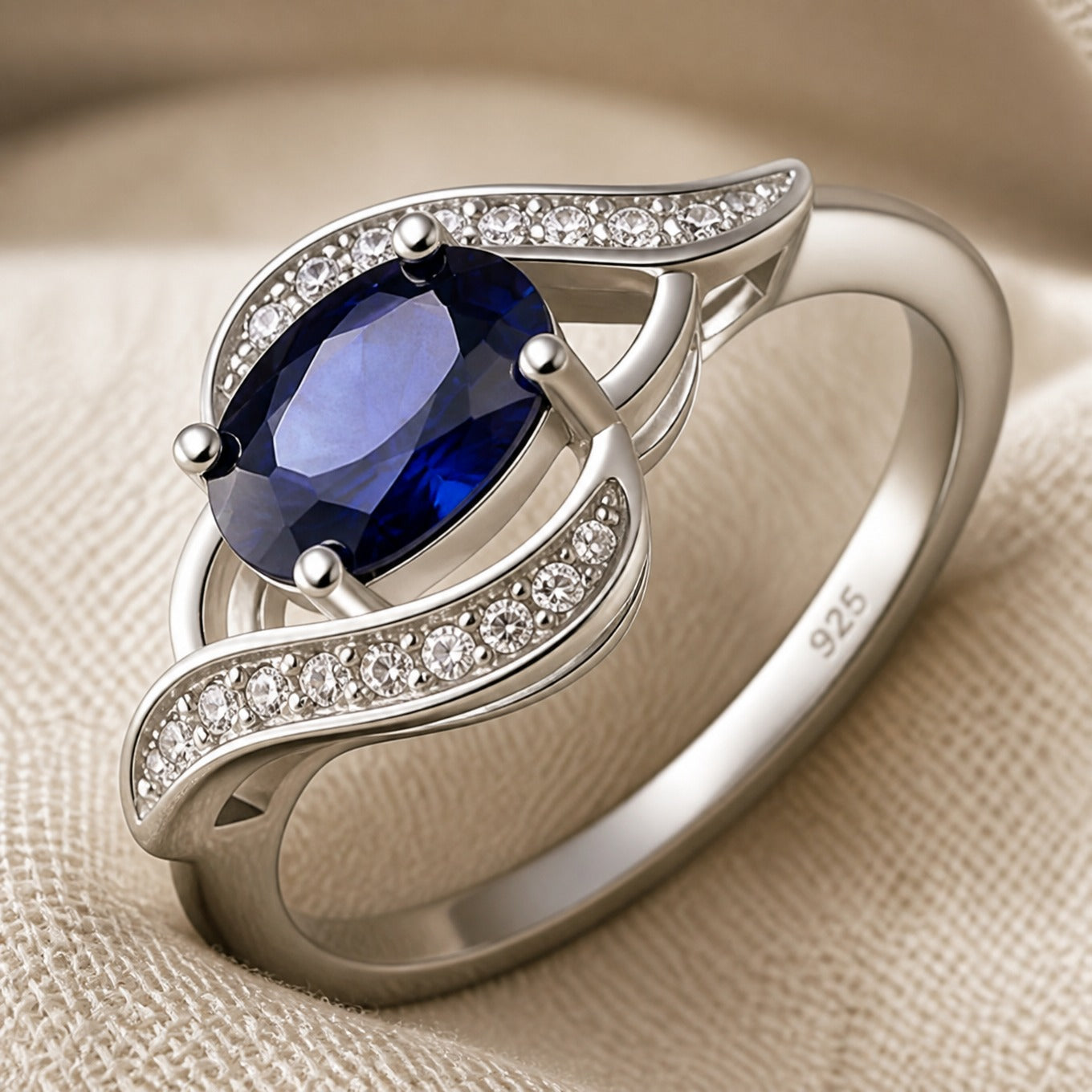Royal Sapphire Halo Ring