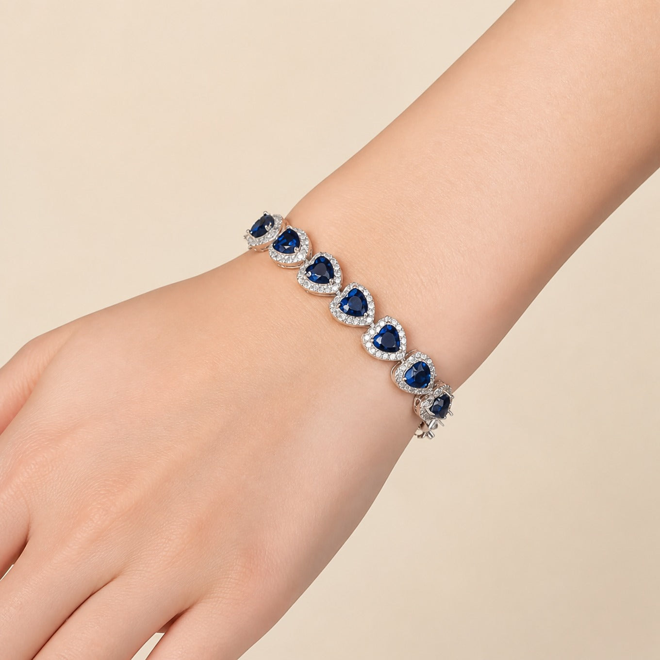 Sapphire Heart Silver Bracelet