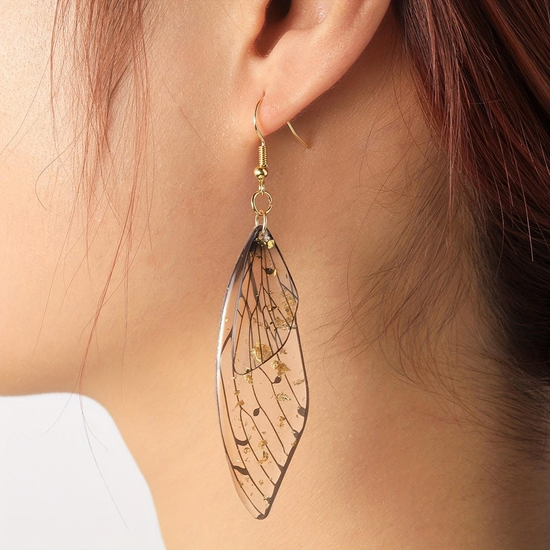 Butterfly Wing Resin Drop Earrings