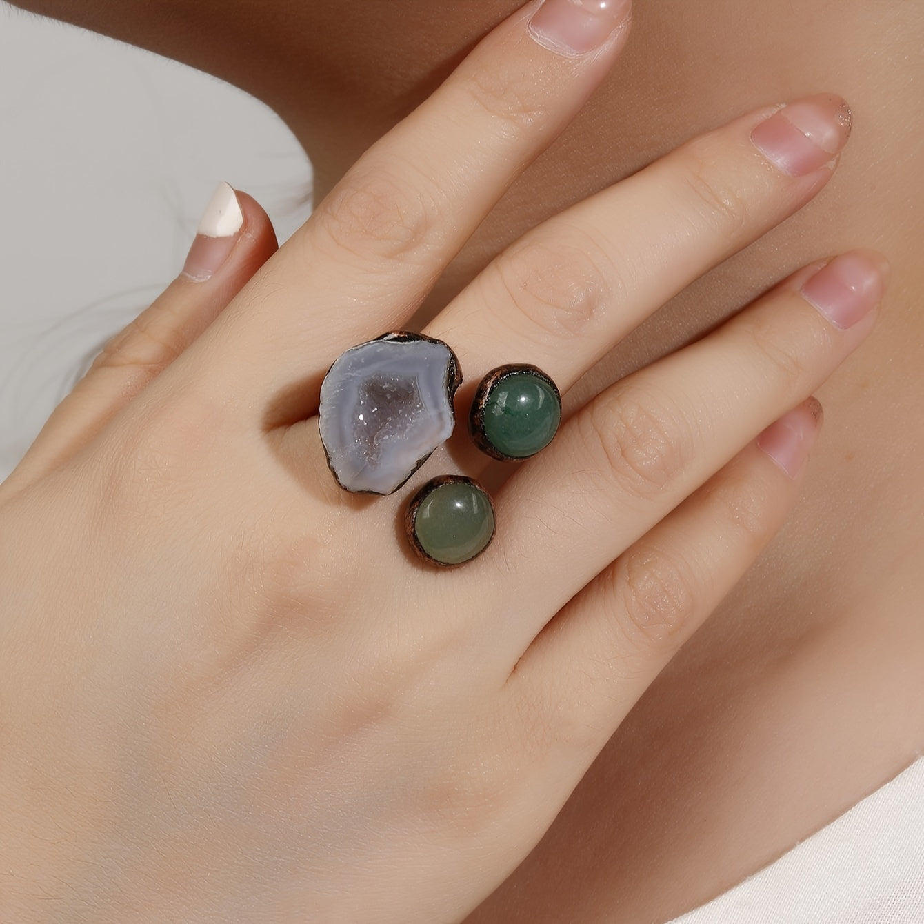 Bohemian Agate Cave Stone Ring