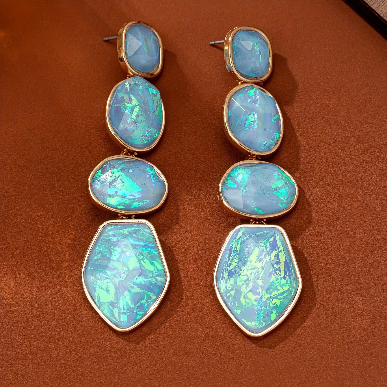 Elegant Gradient Opal Dangle Earrings