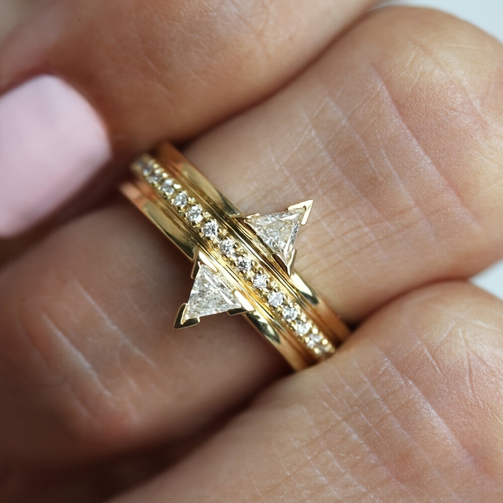 Luxury Triangle Zirconia Mosaic Ring