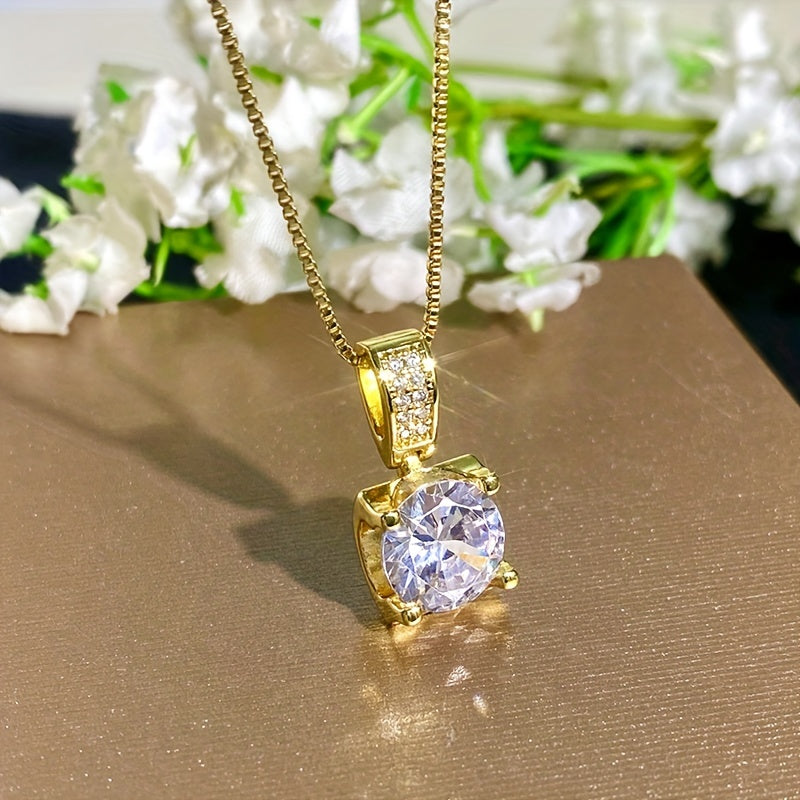 White Gold Cubic Zirconia Pendant Necklace