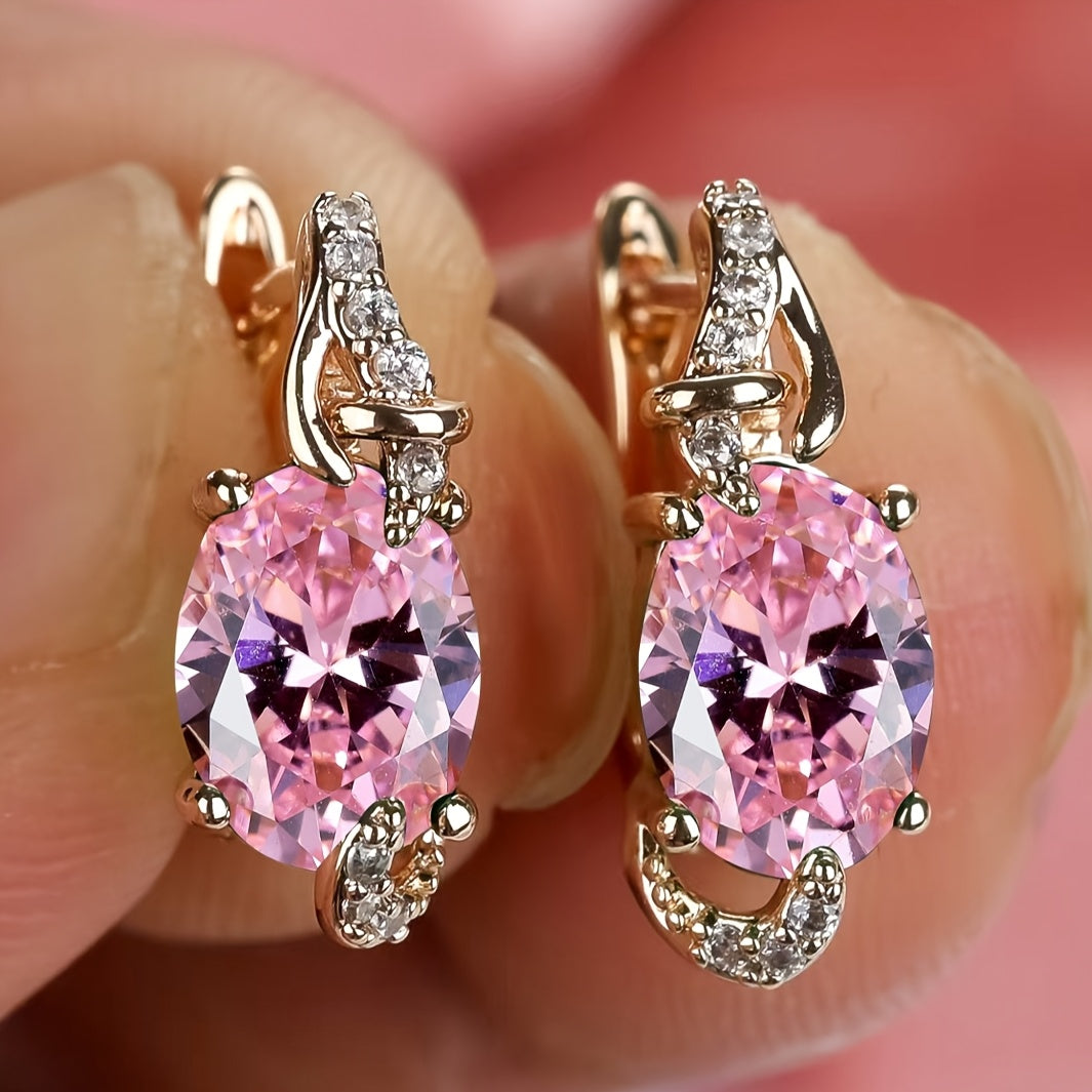 Golden Teardrop Cut Stone Earrings