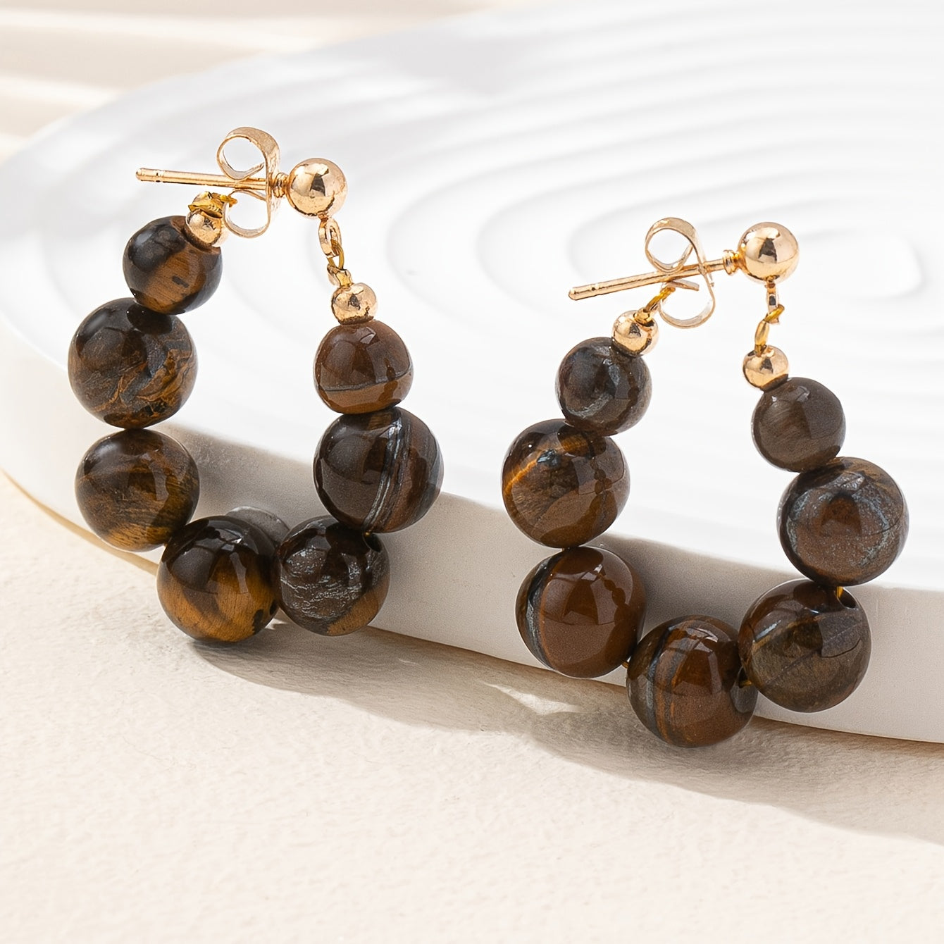 Vintage Colored Agate Bead Drop Earrings