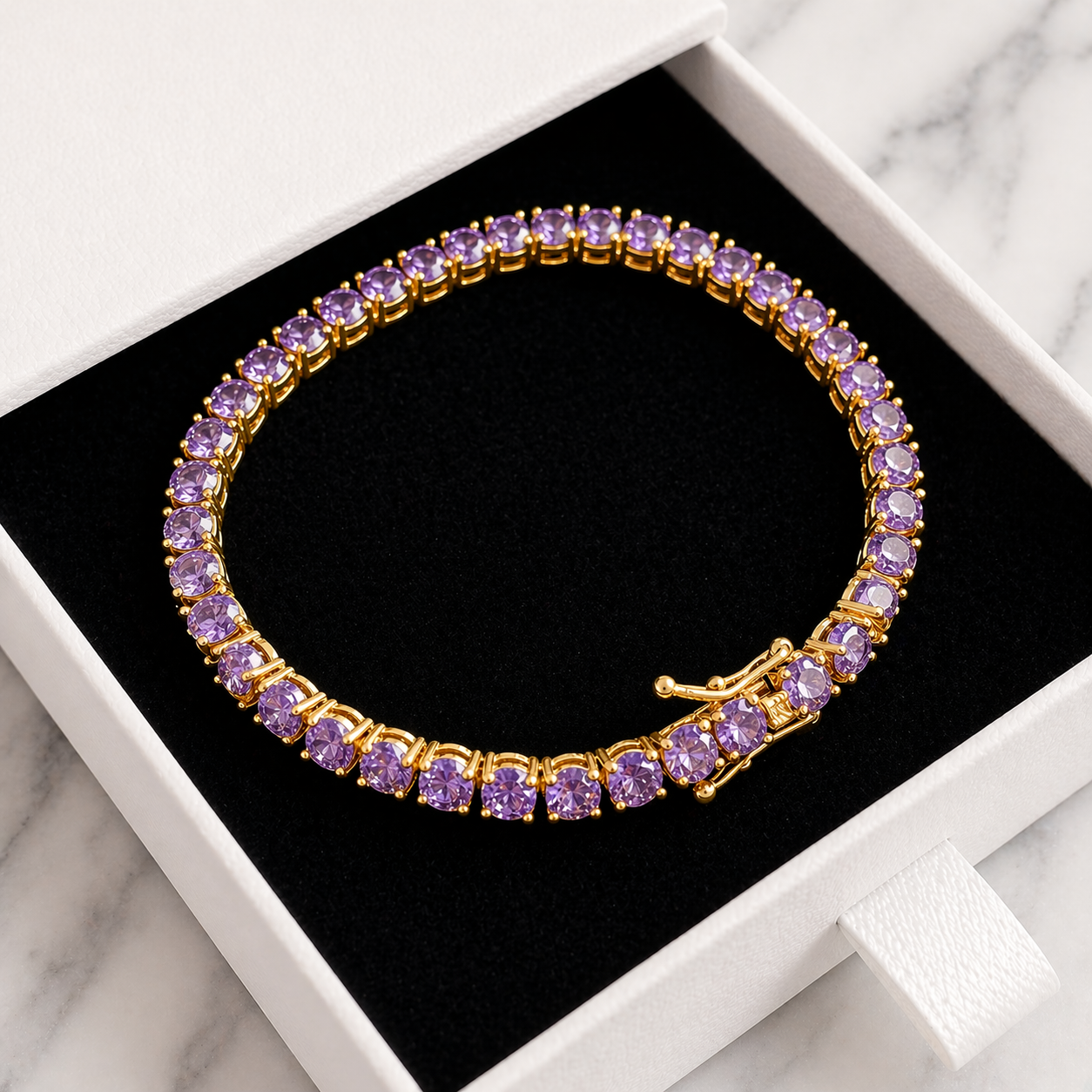 Amethyst Crystal Tennis Bracelet
