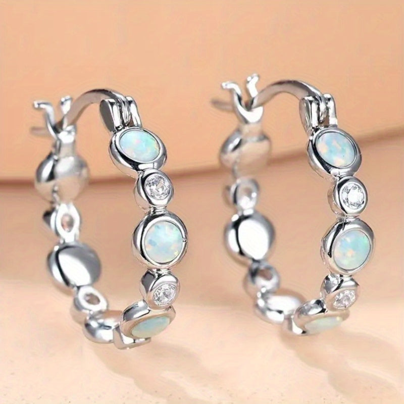 Bohemian Opal Round Earrings