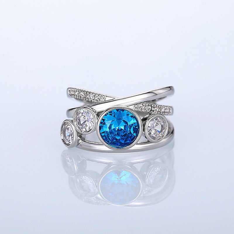 Silver Blue Stone Statement Ring