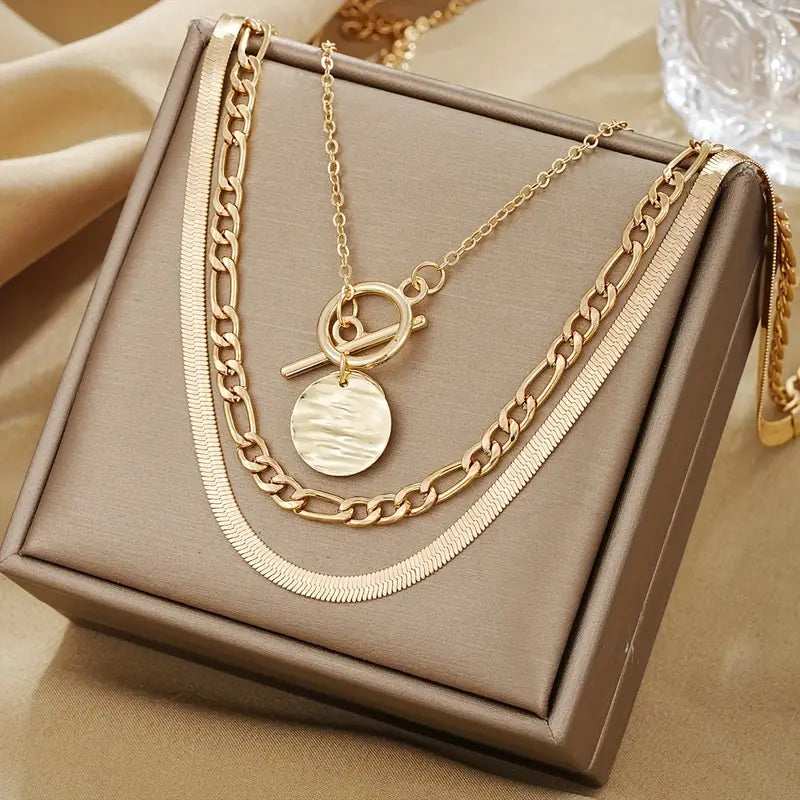 Savira Textured Layered Gold Necklace