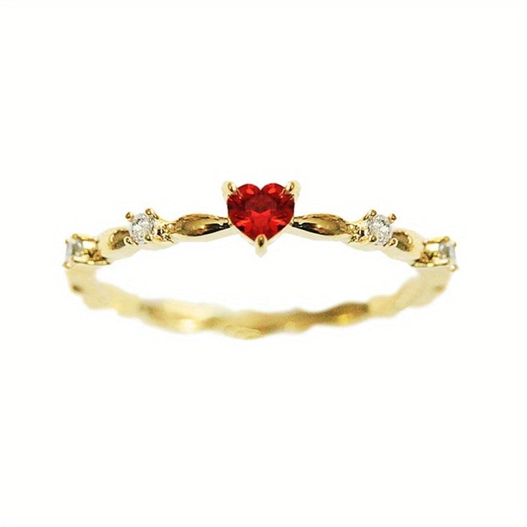 Petite Heart Ruby Ring