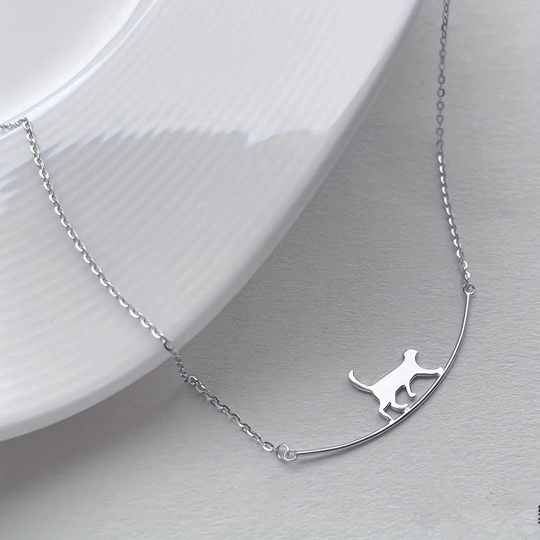 Silver Cat Silhouette Necklace