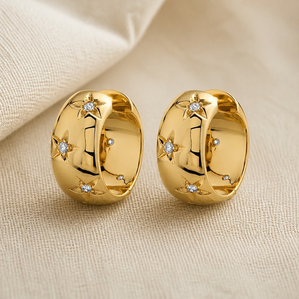 Aurora Star Charm Hoops