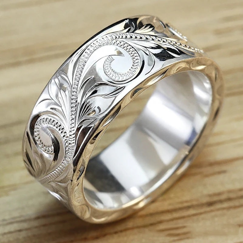Exquisite Hand Carved Leaf Ring