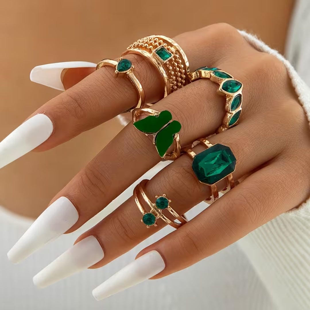 Emerald Stackable Ring Set