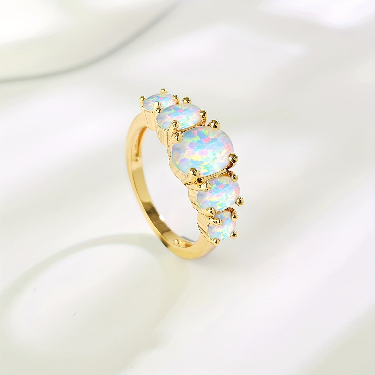 Five Stone Opal Gold Ring