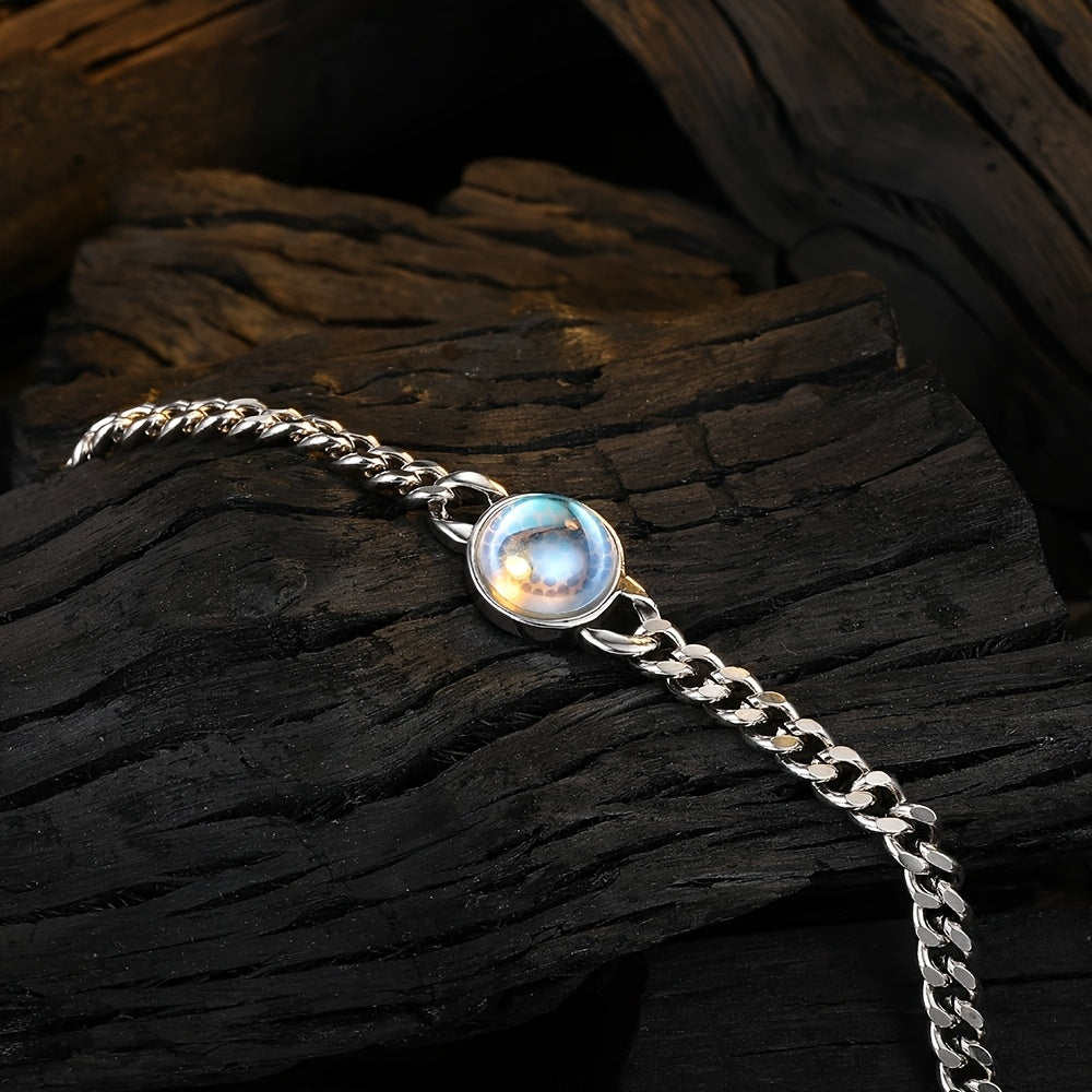 Custom Silver Moonstone Bracelet