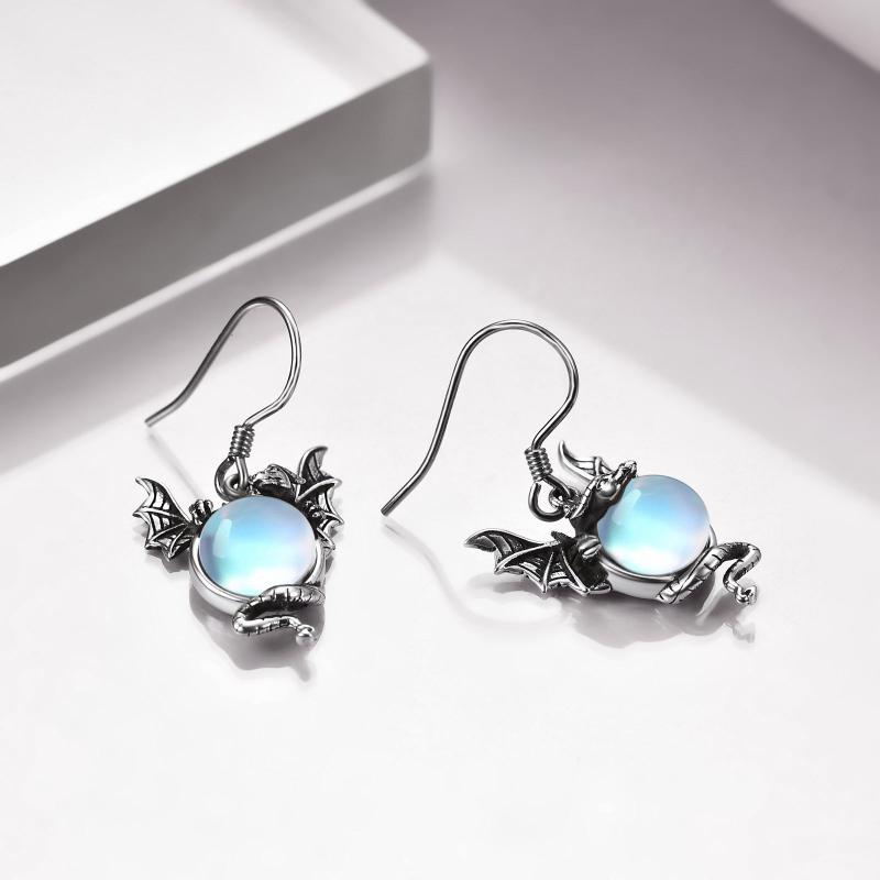 Gothic Dragon Wrapped Moonstone Drops