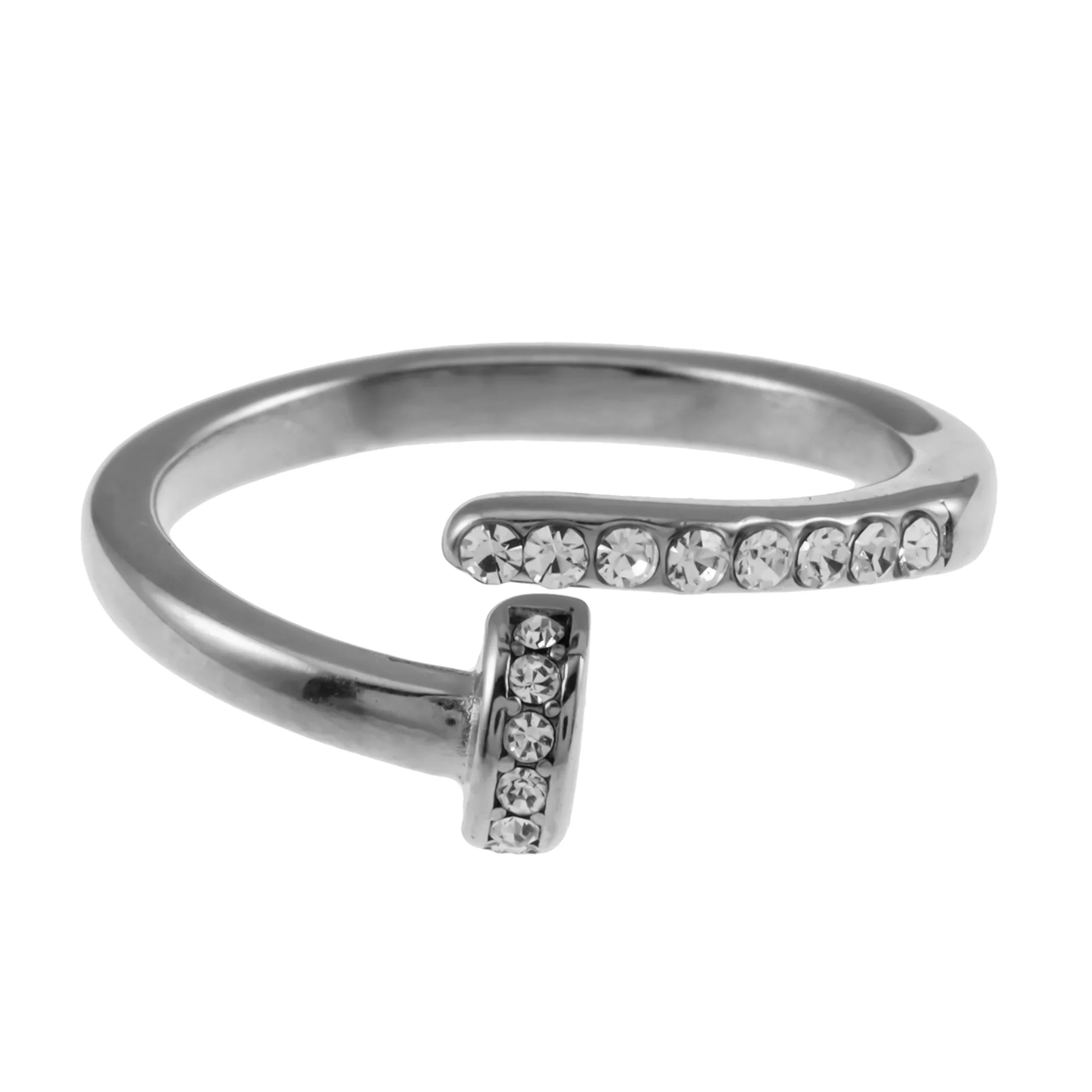 White Gold Zirconia Crossover Ring