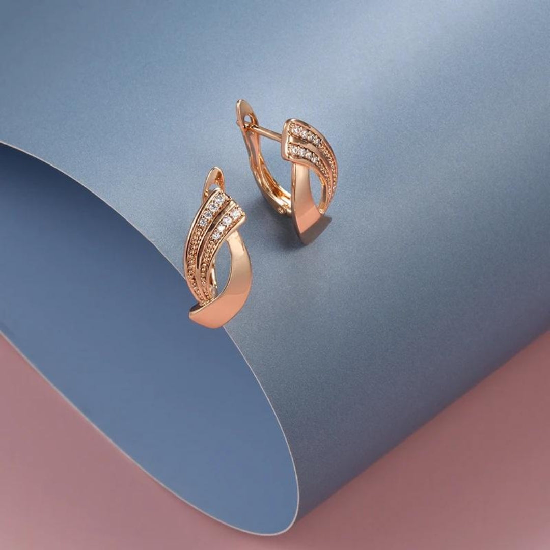 Elegant Rose Gold Zirconia Earrings