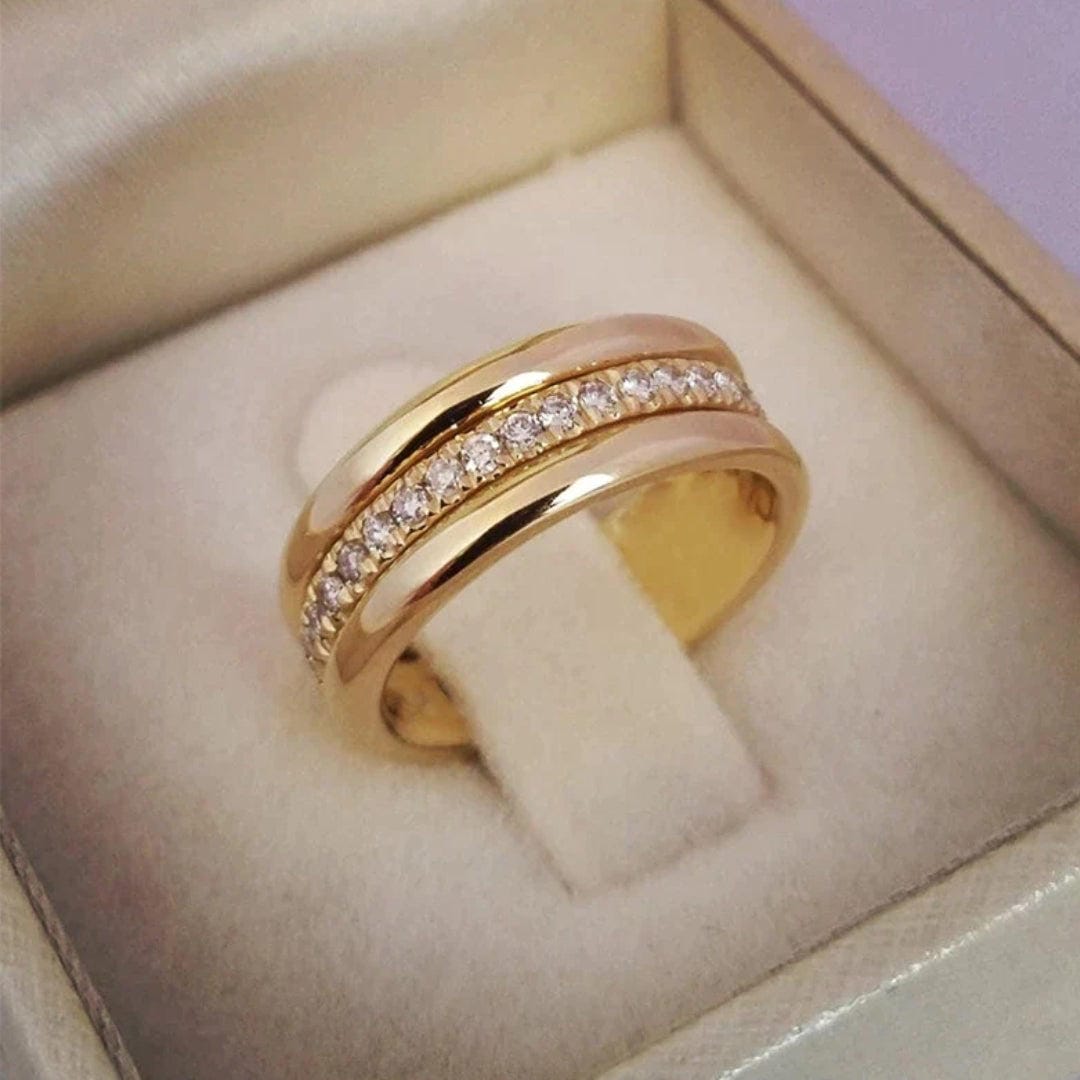 Double Ring with Inlaid Cubic Zirconia