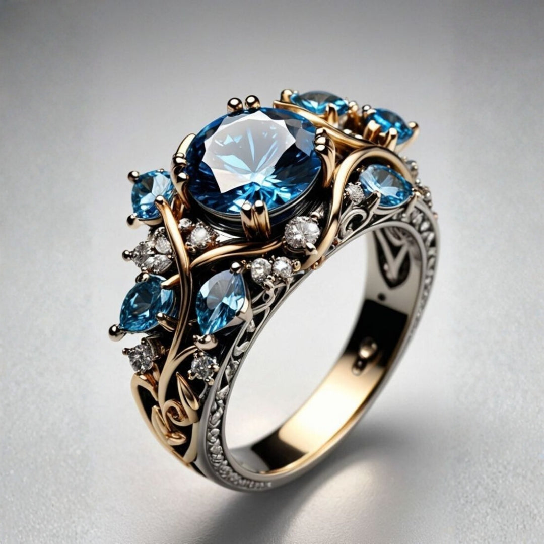 Exotic Blue Crystal Ring