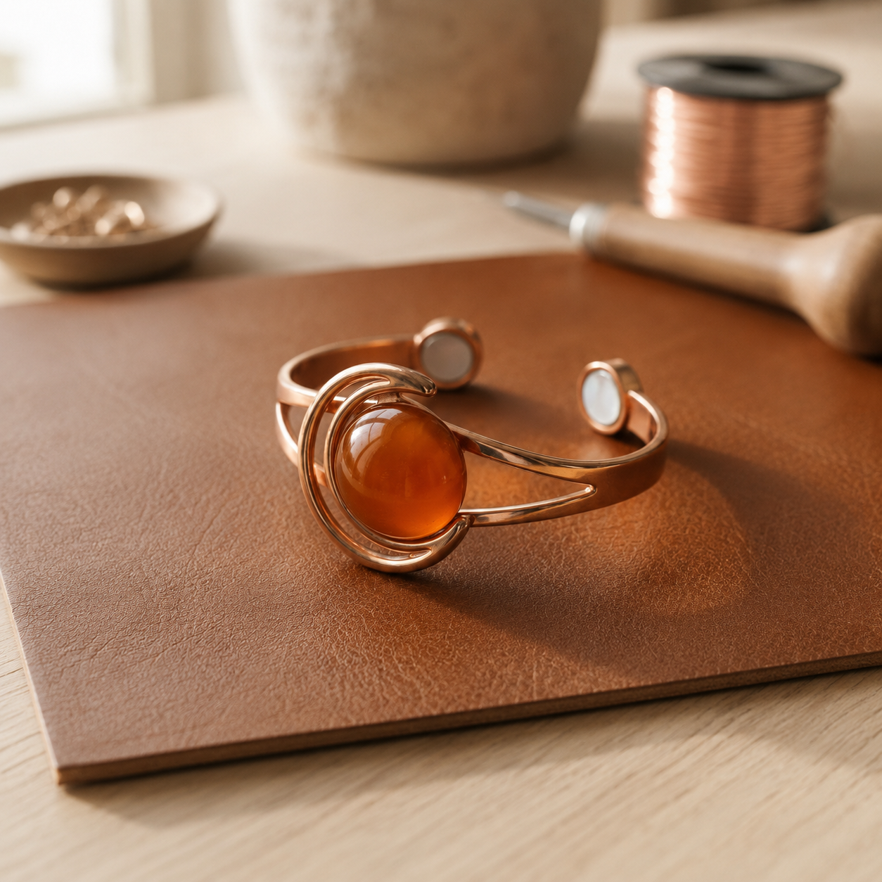 Amber Copper Bracelet