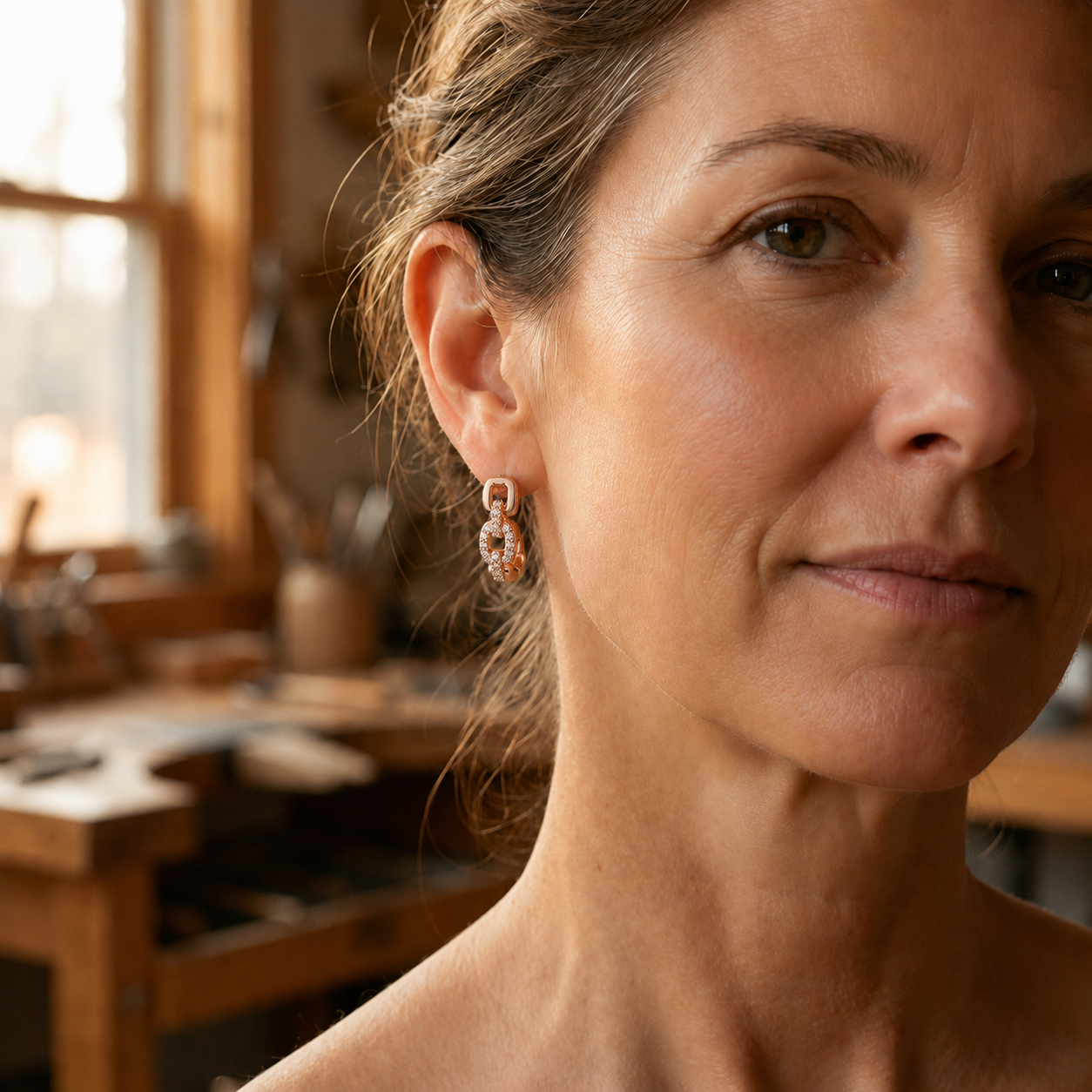 Cascade Link Copper Earrings