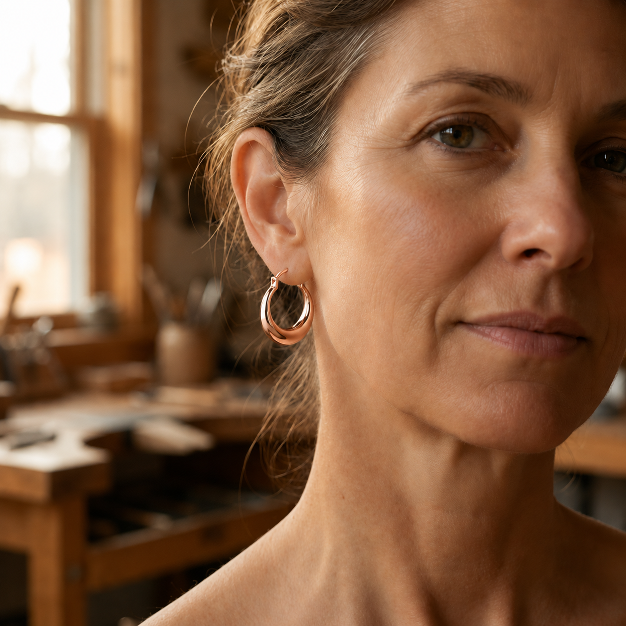 Phoenix Hoop Copper Earrings