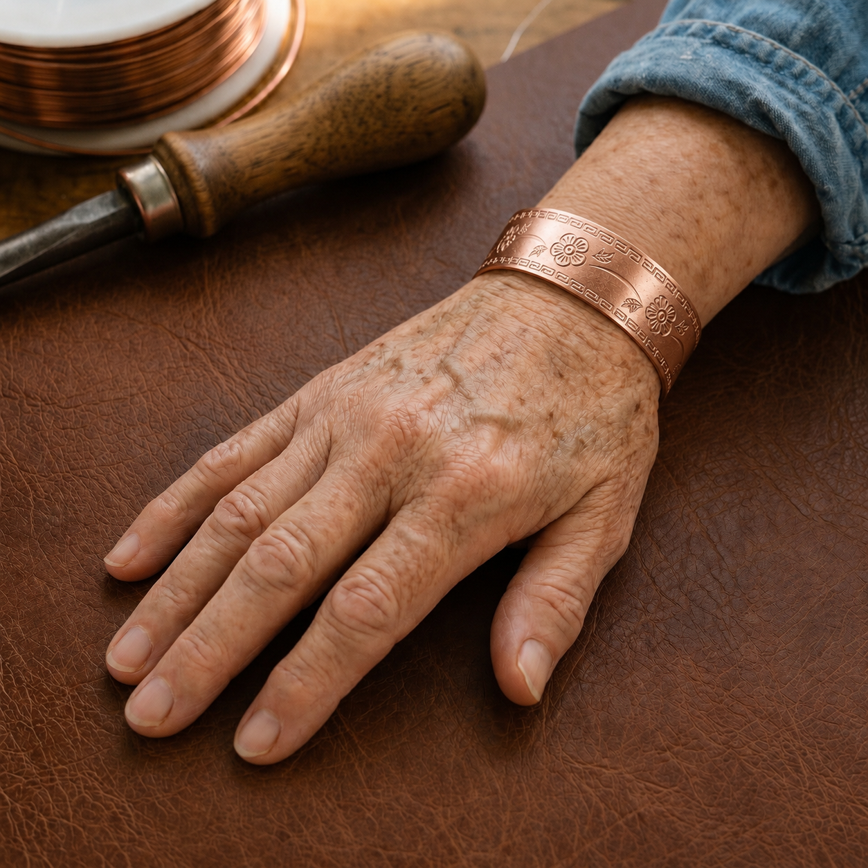 Fret Copper Bracelet