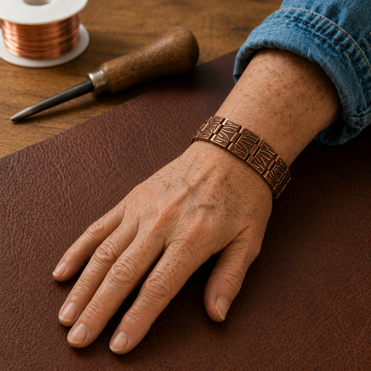 Brogue Copper Bracelet