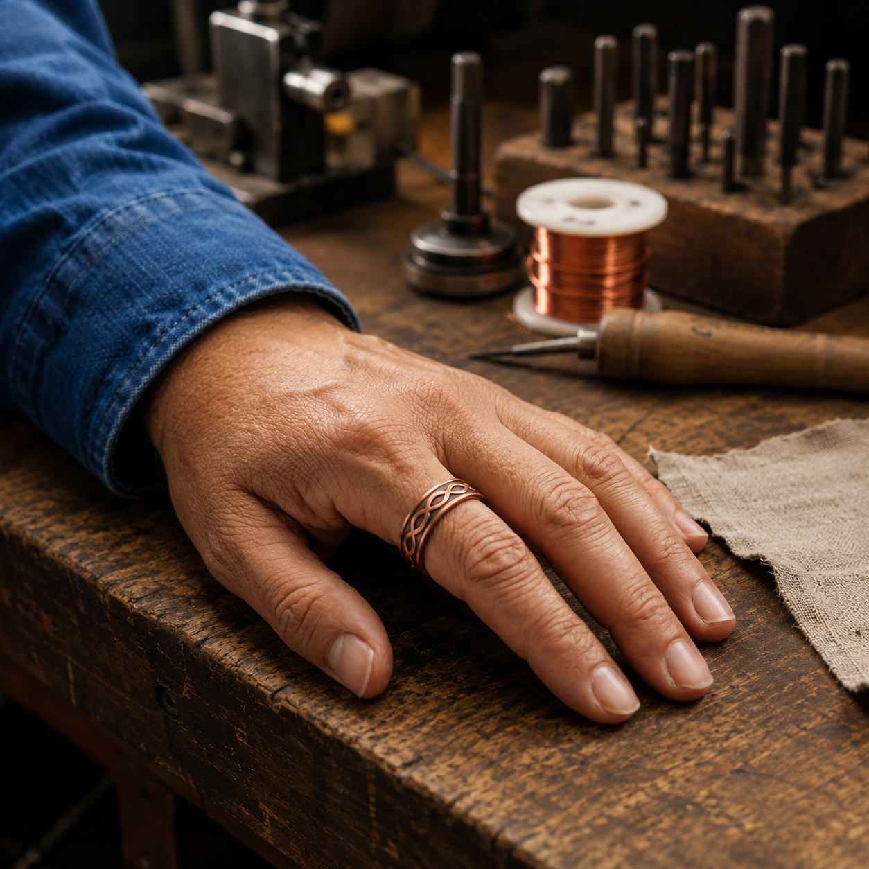 Fluted Copper Ring