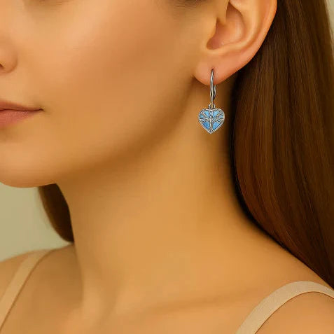 Moonstone Silver Tree Heart Earrings