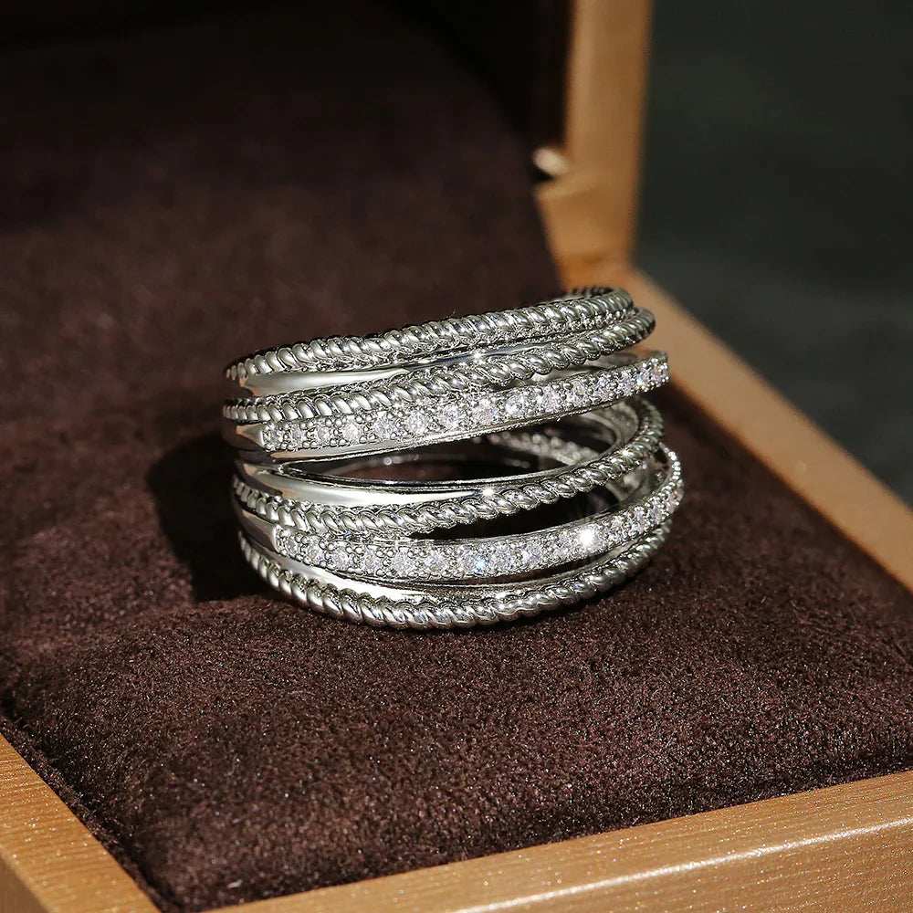 Cross Crystals Statement Ring