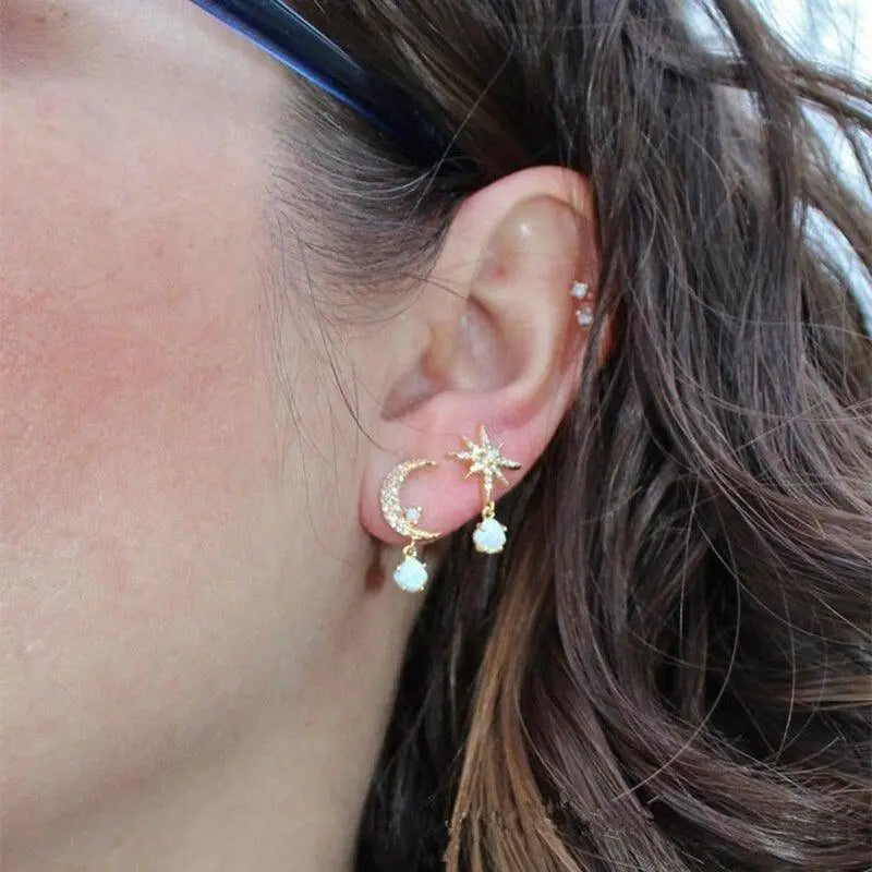 Celestial Opal Gold Earrings