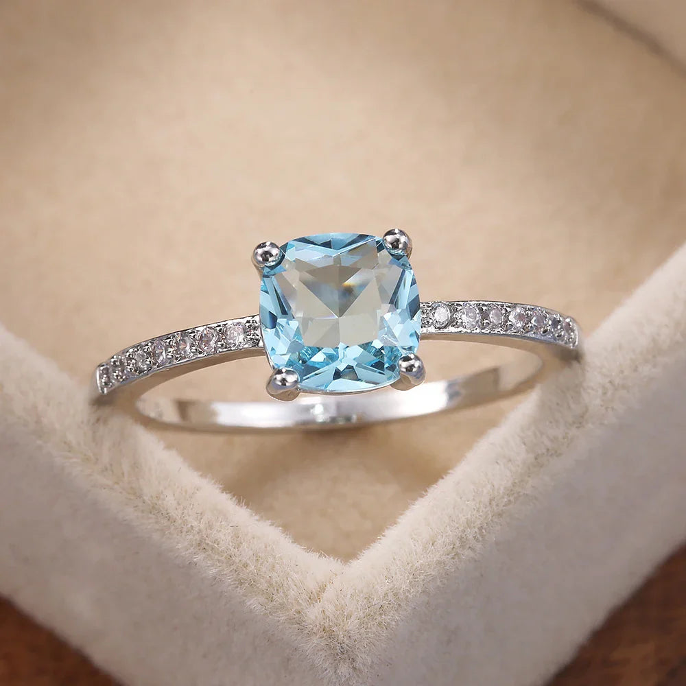 Radiant Square Stone Silver Ring
