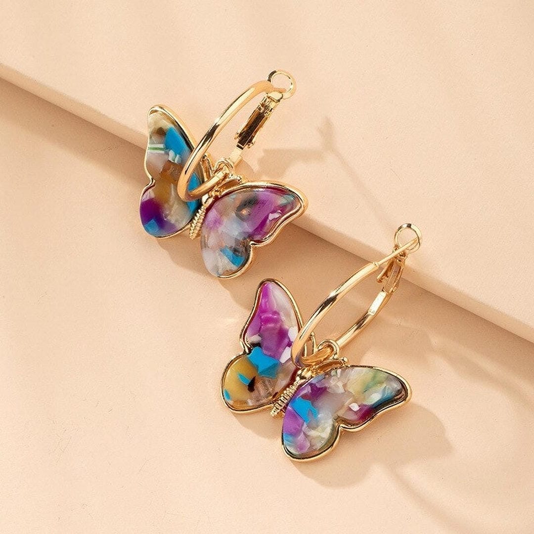 Gold Butterfly Hoop Earrings