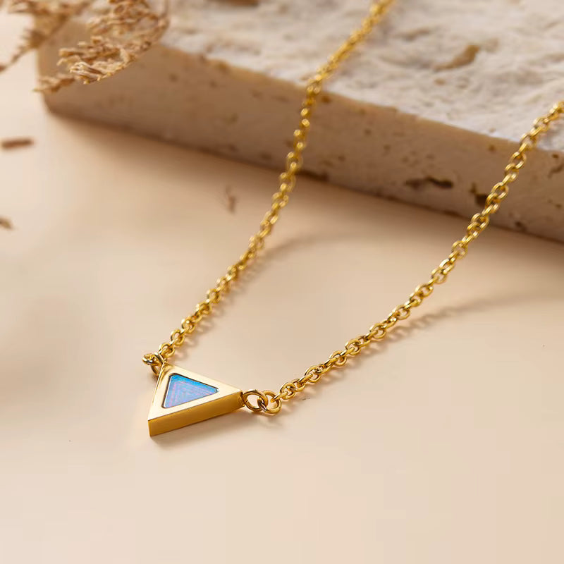 Dainty Gold Triangle Opal Necklace