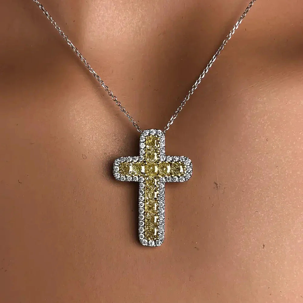 Luxe Zirconia Cross Pendant Necklace
