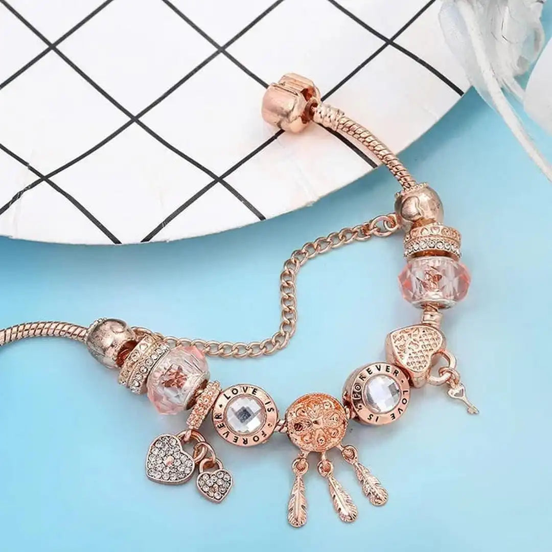 Rose Dream catcher Bracelet with Charms Included
